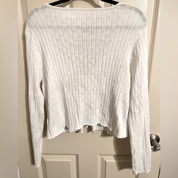 No Boundaries Double Tie Front Cardigan Sweater, White, Juniors Size XXXL (21) - Picture 5 of 6